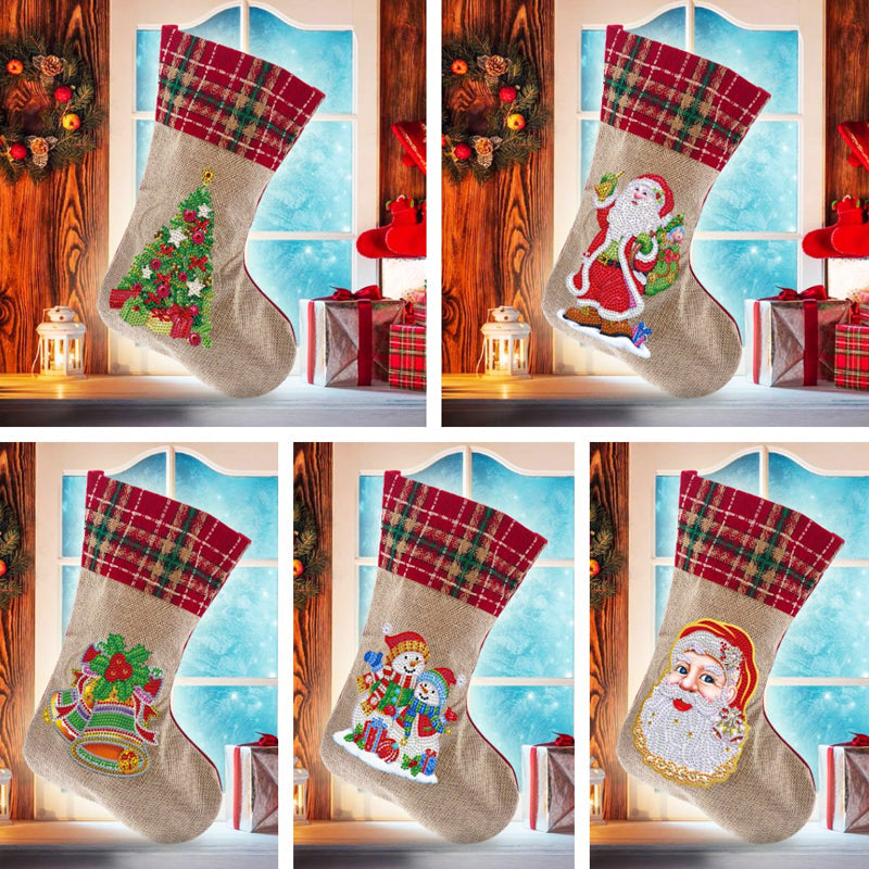 BowLift | 5D Diamond Painting Xmas Rhinestone Socks Embroidery Mosaic Gift Bag