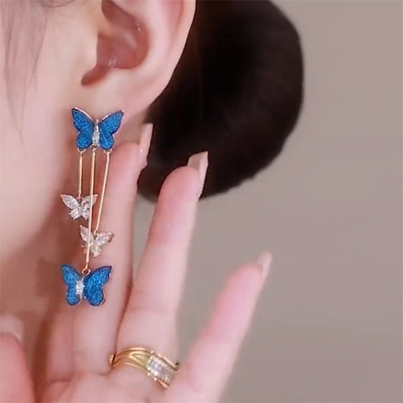 BowLift | Crystal Butterfly Tassel Earrings