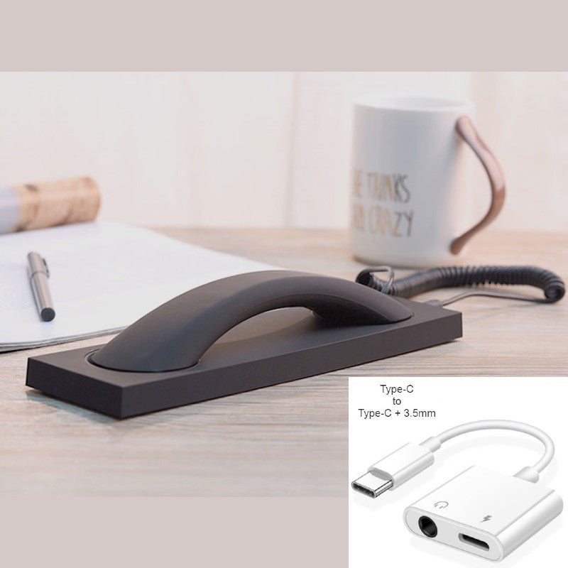BowLift | Retro Telephone Handset, with Type-c/Lightning to 3.5mm Adapter, for Office, Home, Teleconference & More