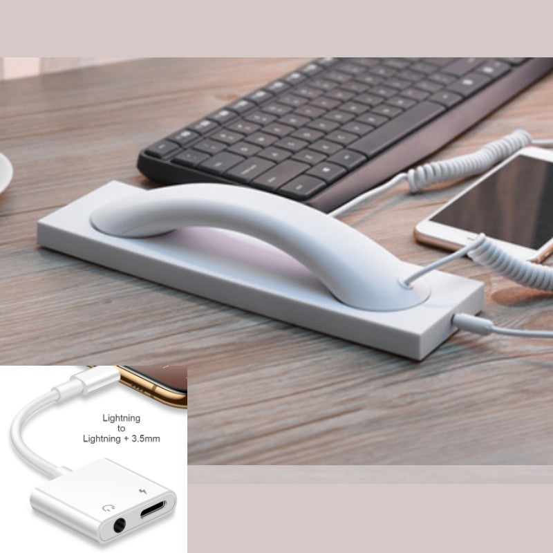 BowLift | Retro Telephone Handset, with Type-c/Lightning to 3.5mm Adapter, for Office, Home, Teleconference & More
