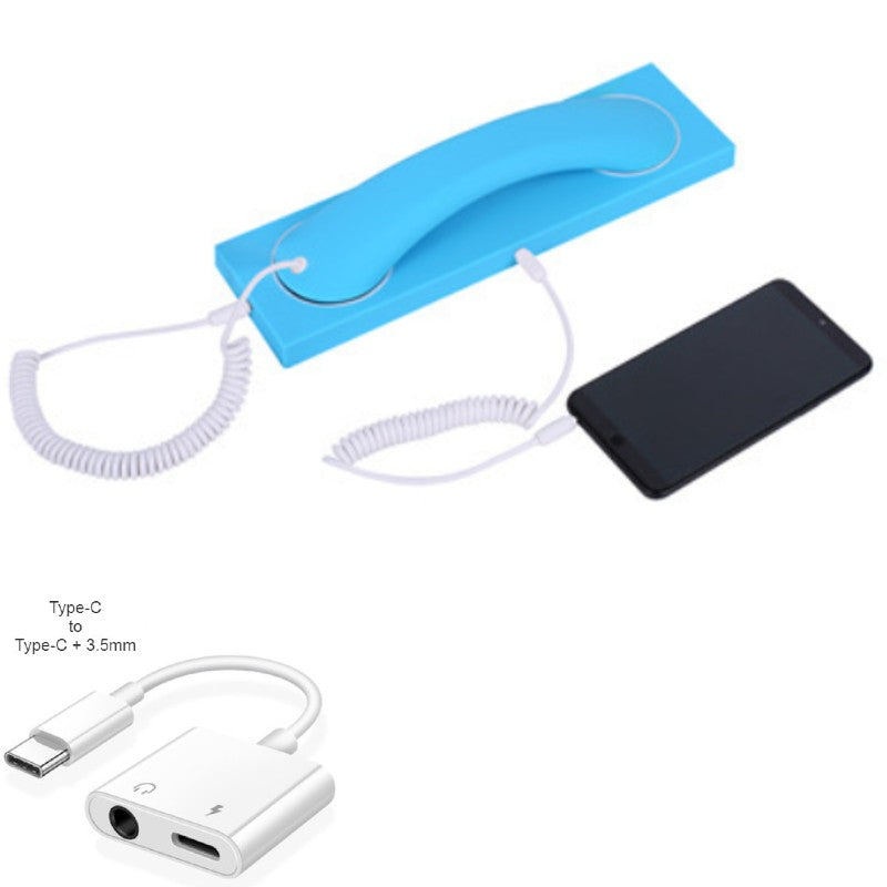 BowLift | Retro Telephone Handset, with Type-c/Lightning to 3.5mm Adapter, for Office, Home, Teleconference & More