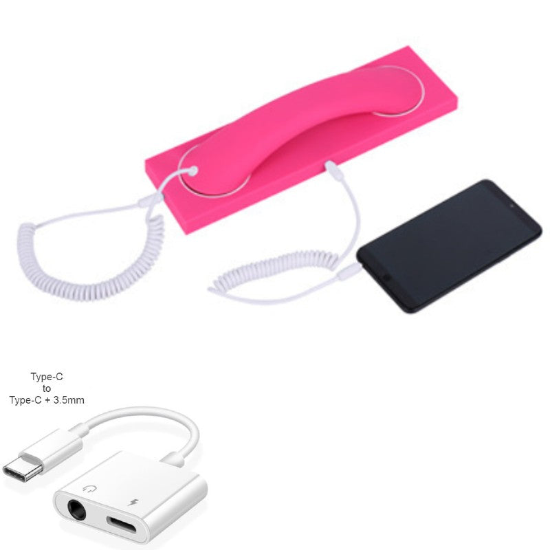BowLift | Retro Telephone Handset, with Type-c/Lightning to 3.5mm Adapter, for Office, Home, Teleconference & More