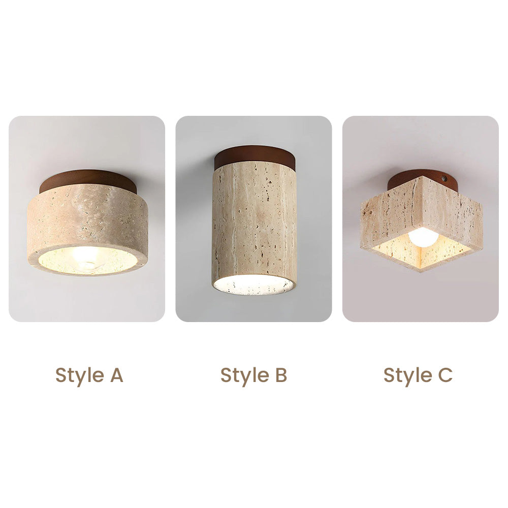 BowLift | Ceiling Light Wood Cylinder Flush Mount Fixture