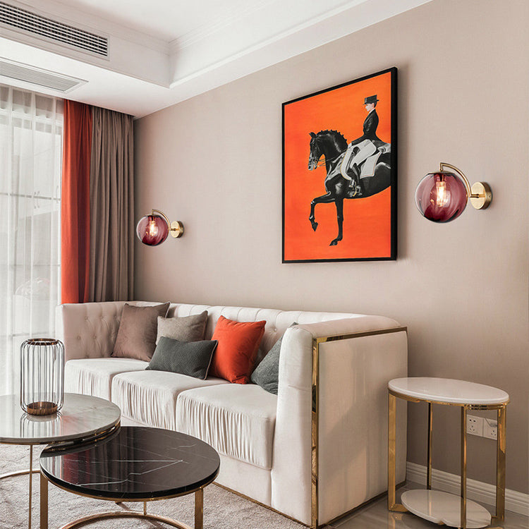 BowLift | Contemporary Scandinavian Round Ball Iron Glass 1-Light Wall Lamp for Living Room