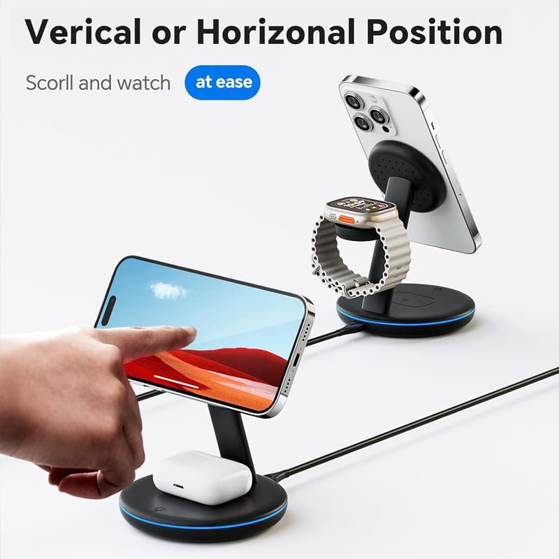 BowLift | Folding magnetic 3-in-1 wireless charger