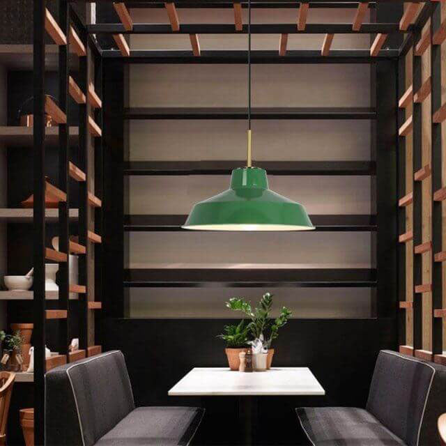 BowLift | RetroDome Industrial Vintage Pendant Light | Green Iron Dome Design | Single Light | Rustic Ceiling Lighting