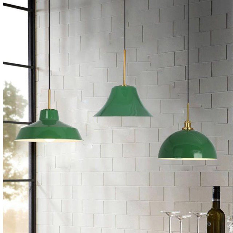 BowLift | RetroDome Industrial Vintage Pendant Light | Green Iron Dome Design | Single Light | Rustic Ceiling Lighting
