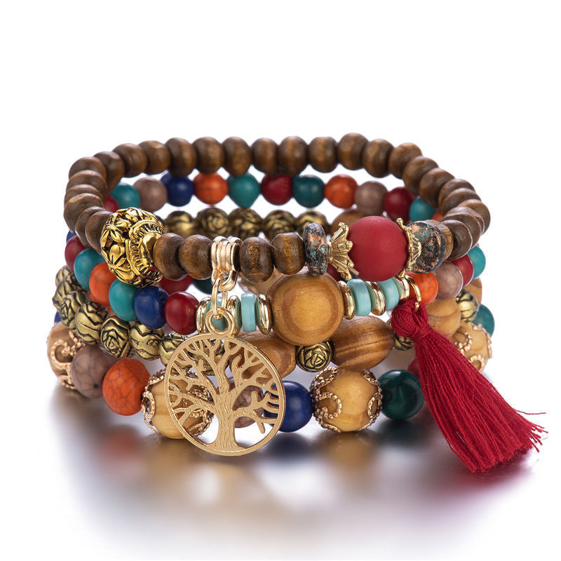 BowLift | Boho Multilayer Wooden Bead Bracelet