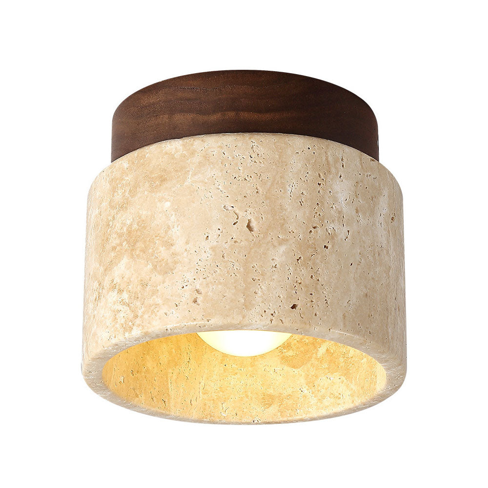 BowLift | Ceiling Light Wood Cylinder Flush Mount Fixture