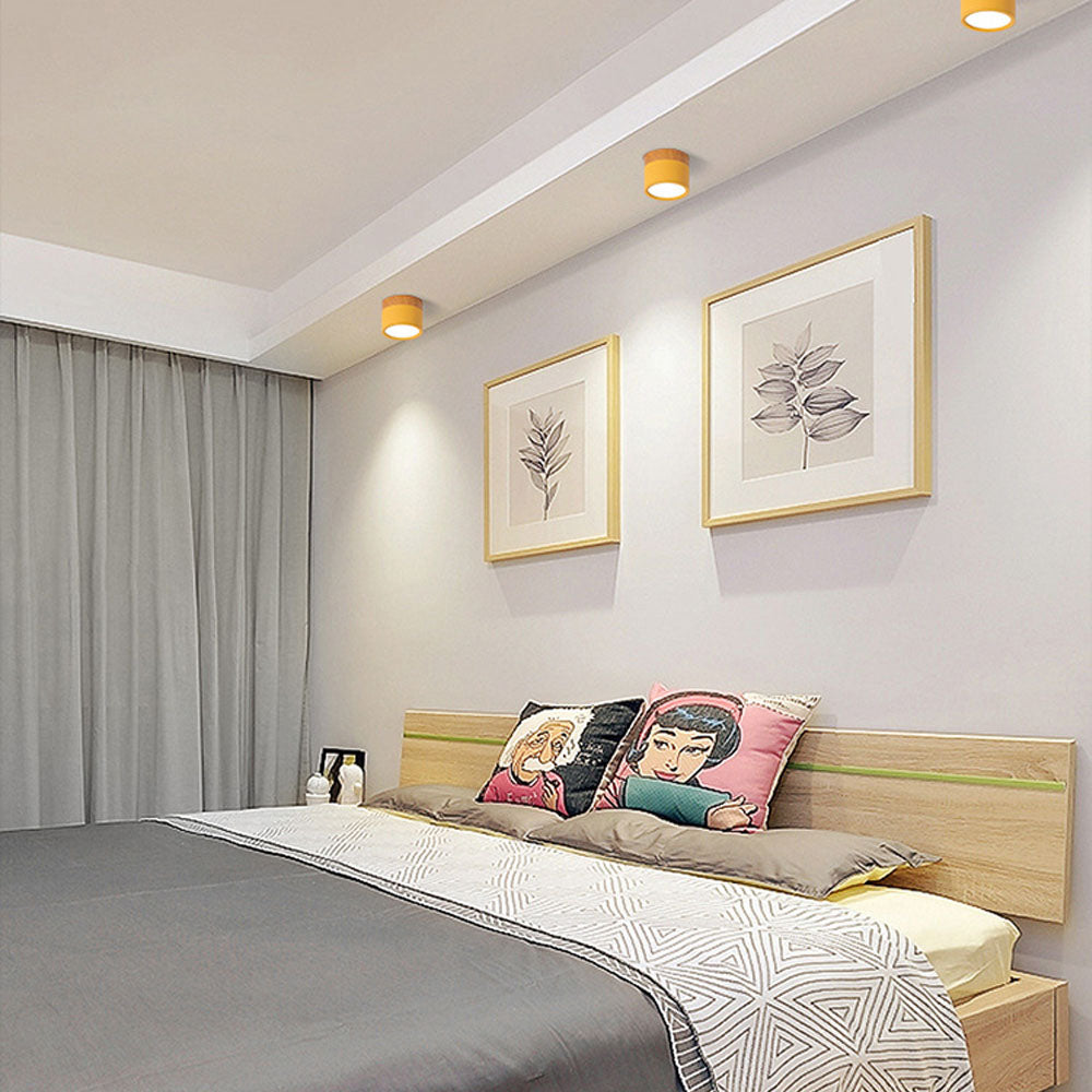 BowLift | Ceiling Light with Pink Flush Wood Finish