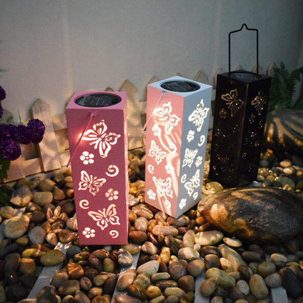 BowLift | Solar Butterfly Rose Pattern Hollow Column LED Outdoor Waterproof Decorative Lamp