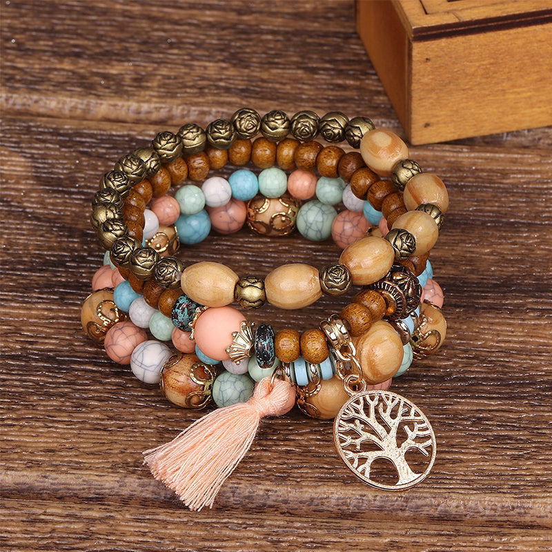 BowLift | Boho Multilayer Wooden Bead Bracelet