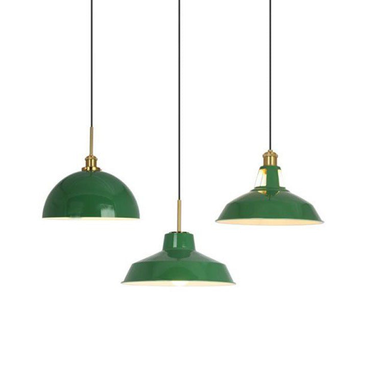 BowLift | RetroDome Industrial Vintage Pendant Light | Green Iron Dome Design | Single Light | Rustic Ceiling Lighting