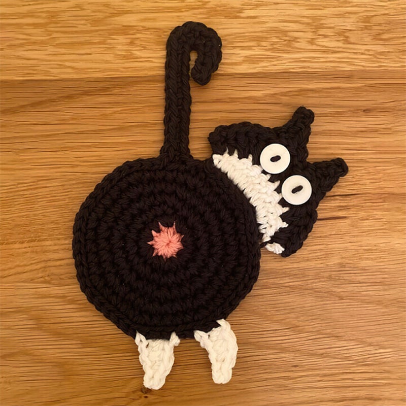 BowLift | Cute Knitted Kitten Butt Coasters