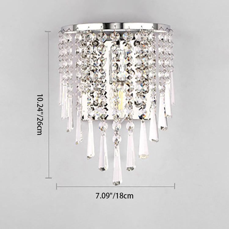 BowLift | Modern Luxury Semi-Round Octagonal Pearl Stainless Steel Crystal 1-Light Wall Sconce Lamp for Living Room