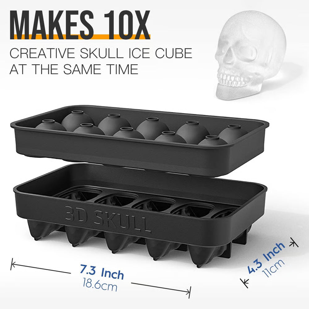BowLift | Halloween Skull Ice Mold | 3D Silicone Tray | Food-Grade, Heat-Resistant & Dishwasher Safe