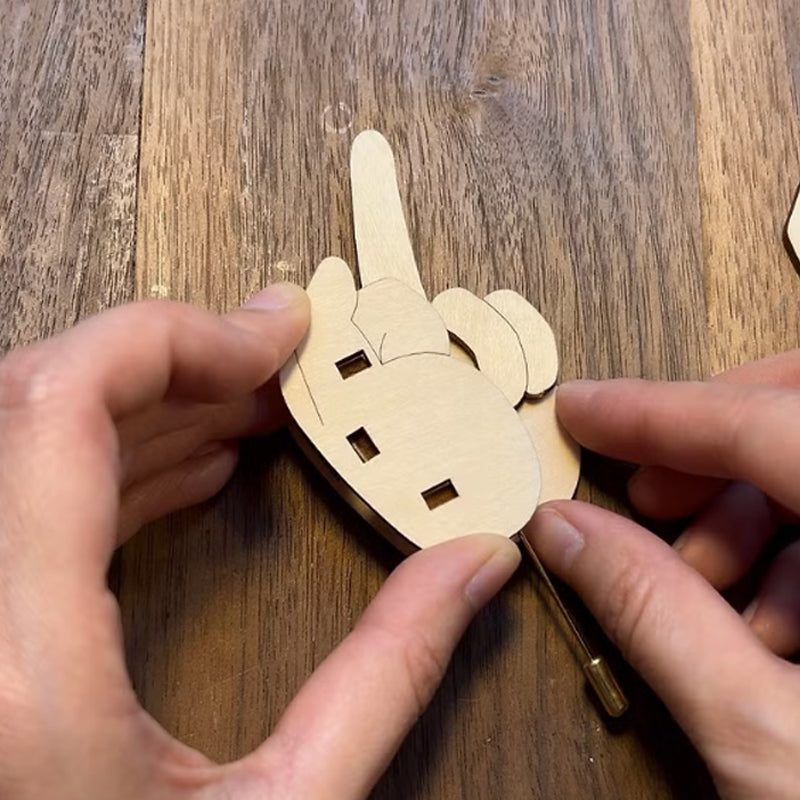 BowLift | Funny Wooden Finger Brooch