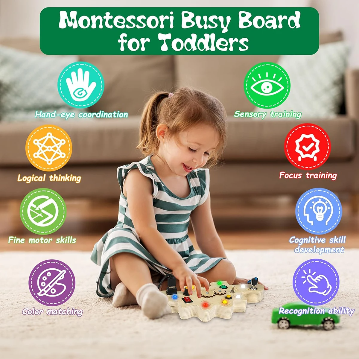 BowLift | Ecotoys DinoSpark | Montessori LED Playboard - Educational Baby Toy