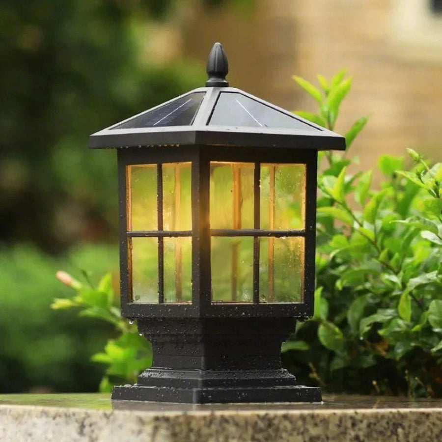 BowLift | Classic Black Square LED Post Lights Solar Powered
