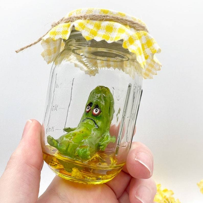 BowLift | Grumpy Pickle in a Jar Sculpture