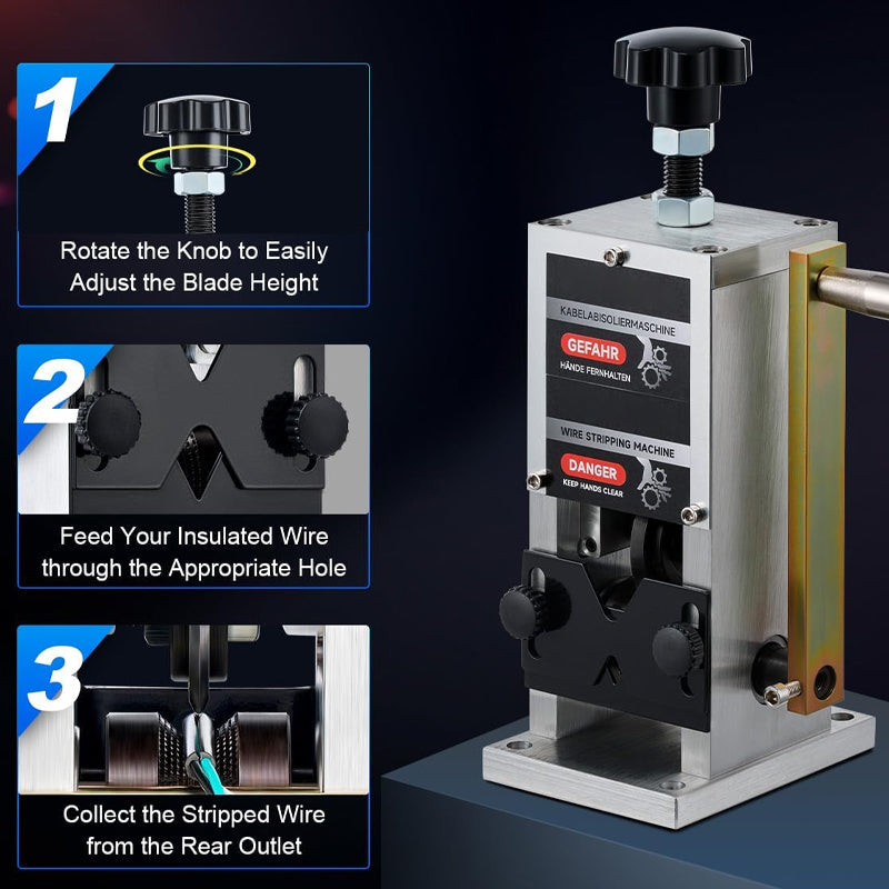 BowLift | Manual Wire Stripper Machine 0.06"-1" Wire Stripping Tool for 1.5-25 mm Scrap Wire Copper Wire Stripper