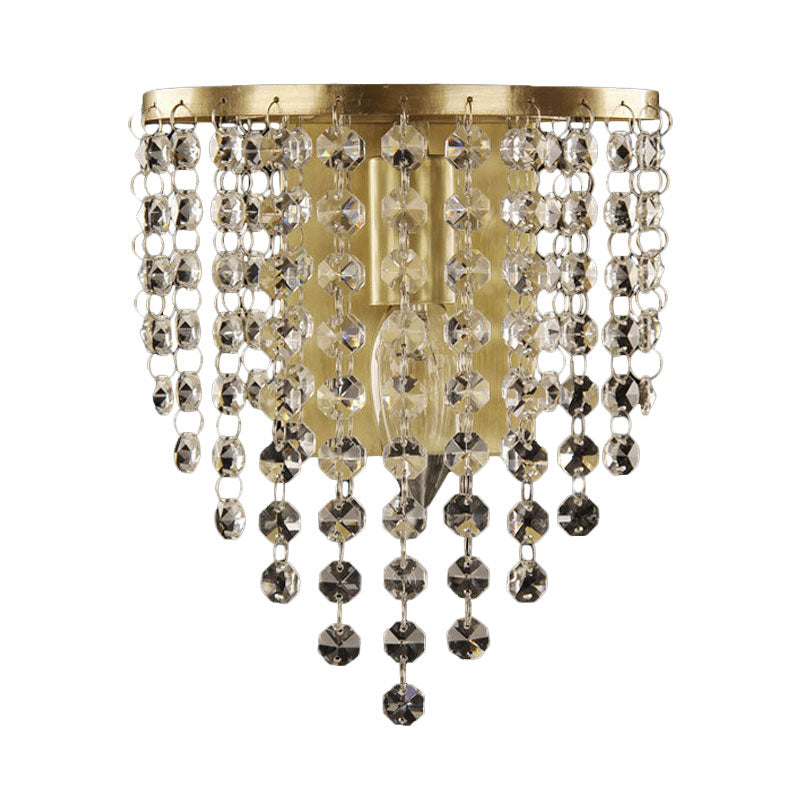 BowLift | Minimalist Tapered Wall Lamp 1 Light Crystal Chain Wall-Mounted Lighting in Brass