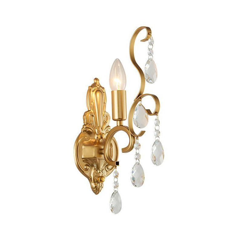 BowLift | Metallic Candle Wall Sconce Traditional 1/2-Light Living Room Wall Mounted Light with Crystal Swag Accent