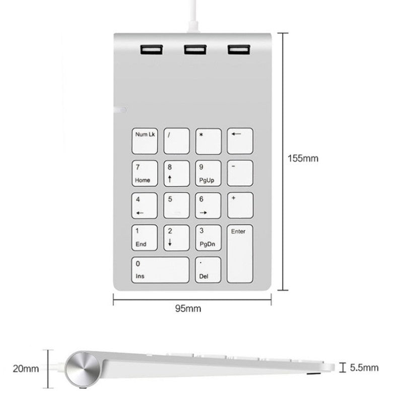 BowLift | Portable Laptop Numeric Keypads, with 3*USB3.0 Ports & Sleek Design, for Windows & IOS