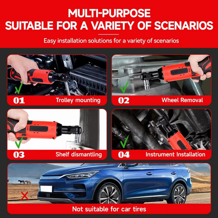 BowLift | 12V/18V Cordless Right Angle Impact Ratchet Wrench, 3/8" Rechargeable Electric Driver Tool