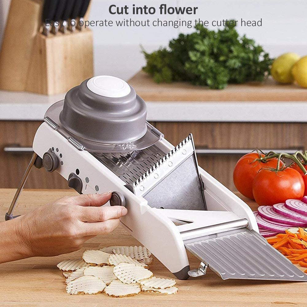 BowLift | Mandoline Vegetable Slicer | Adjustable 304 Stainless Steel Blades for Even Slices, Sticks & Cubes in Professional Kitchen Use