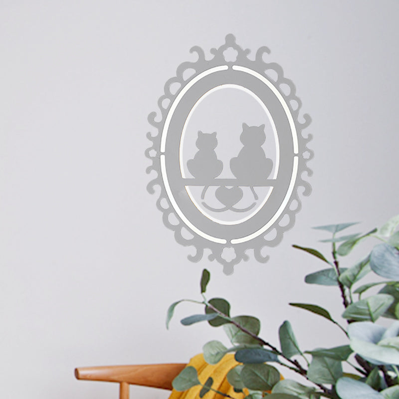 BowLift | Kitten Kitchen Wall Lighting Acrylic LED Nordic Wall Lamp with Oval Frame in White