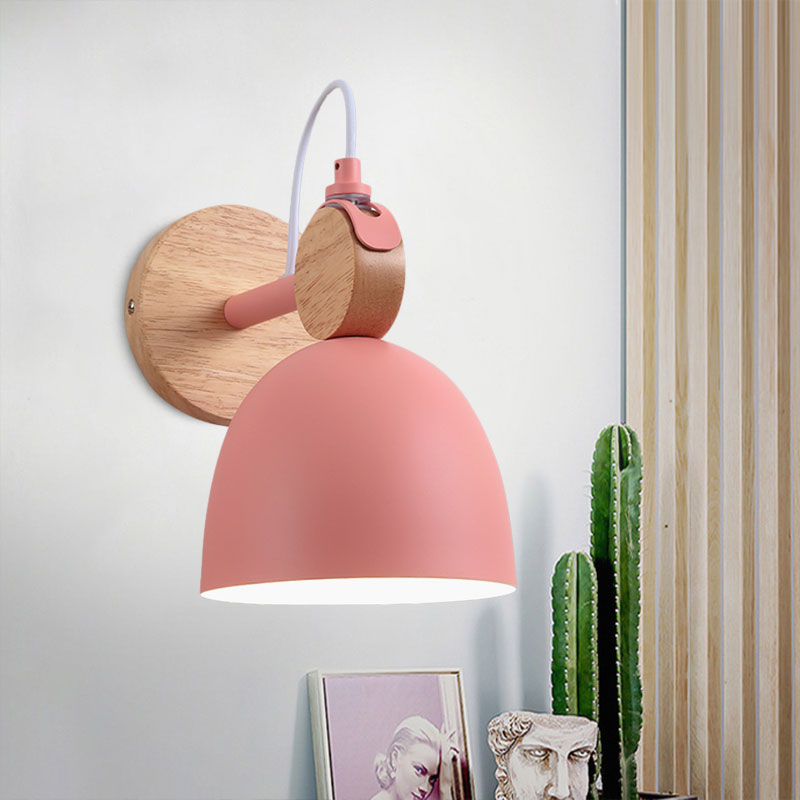 BowLift | Metal Bowl Shade Wall Light Lamp Children's Room Shop 1 Head Macaron Style Wall Light
