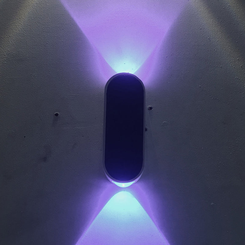 BowLift | Corridor LED Flush Wall Lamp Simplicity Black and White Wall Lamp with Oblong Metal Shade, Purple/Yellow/Red Light