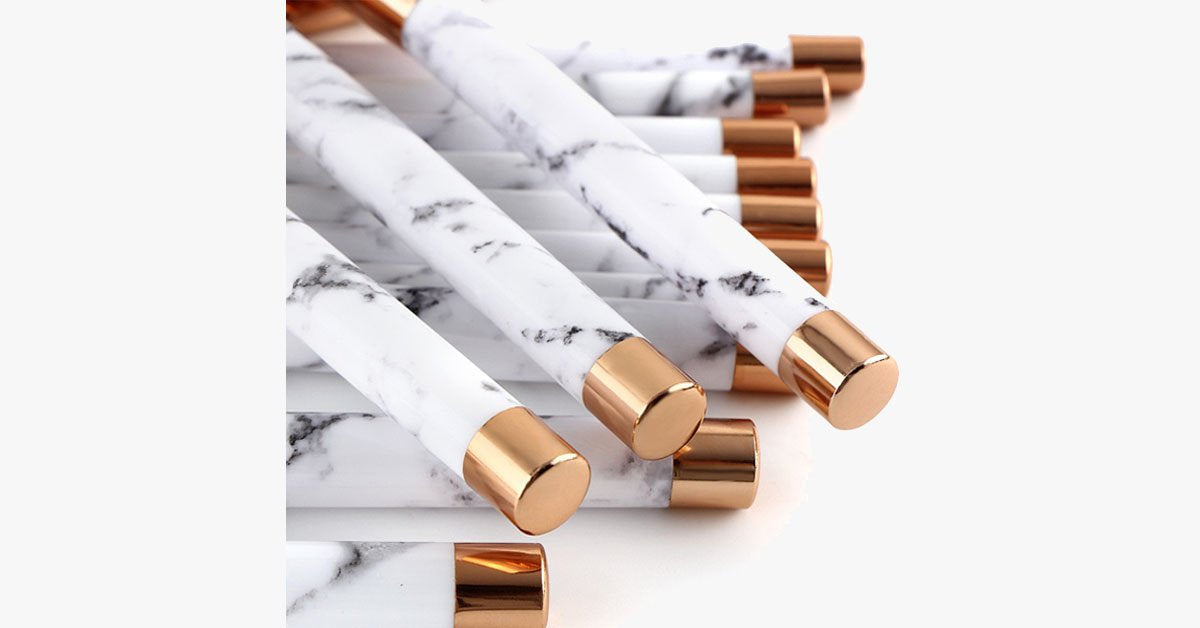BowLift | Pro Makeup Brush Set of 15 with Rose and Marble Pattern - Perfect for all Makeup Applications