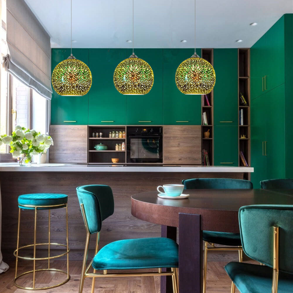 BowLift | Modern creative 3D colorful firework glass 1-light dome pendant lamp