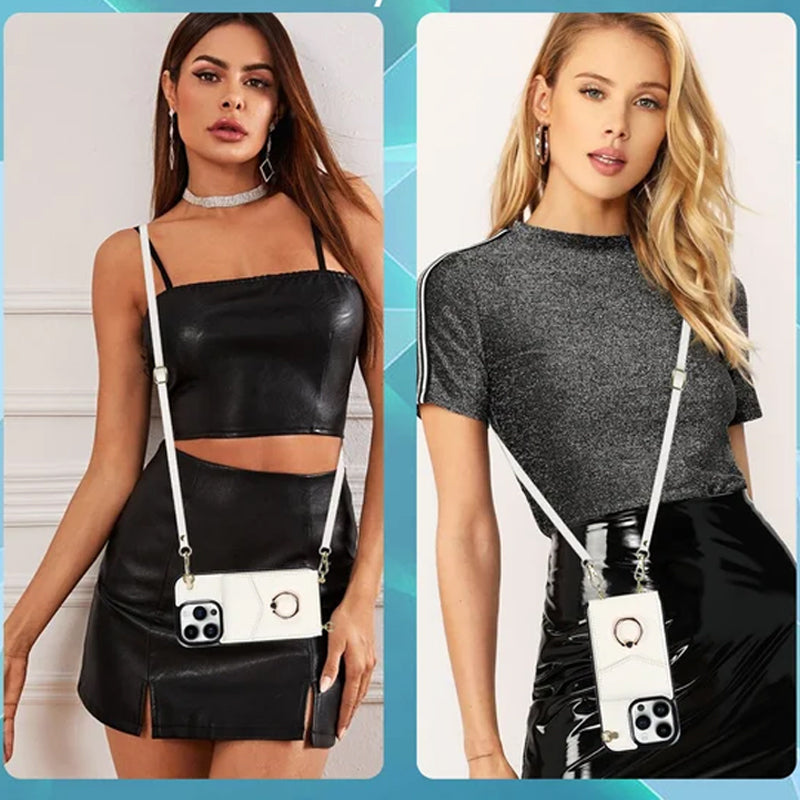 BowLift | Leather Wallet Case with Ring & Lanyard for iPhone