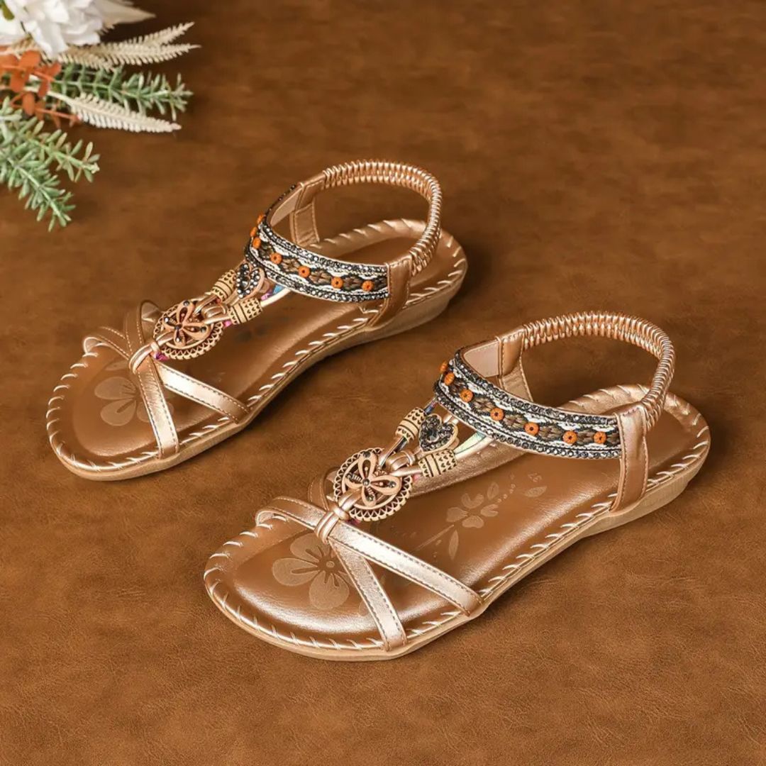 Zeyla – Boho Rhinestone Butterfly Flat Sandals