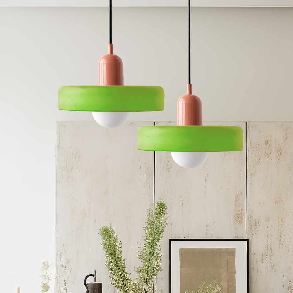 BowLift | Bauhaus Pendant Light | Colored Glass, Adjustable Height & Ideal for Dining Rooms and Modern Interiors