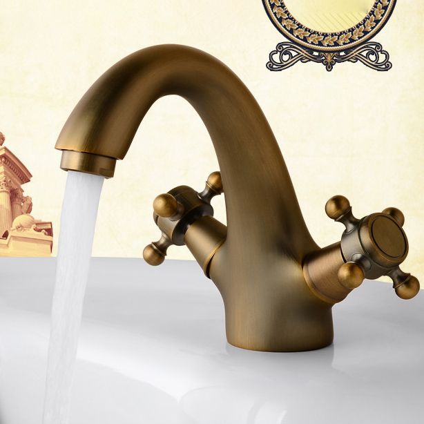 BowLift | Industrial Wide-Spread Bathroom Faucet with Dual Cross Handles – Brass Construction