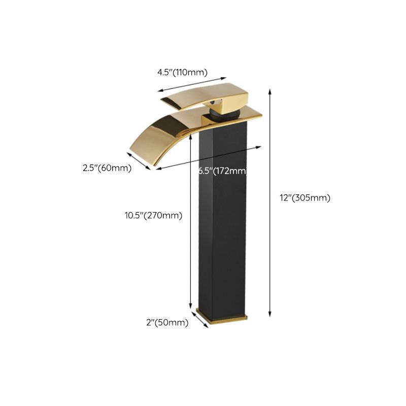BowLift | Waterfall spout basin tap lever handle square basin tap