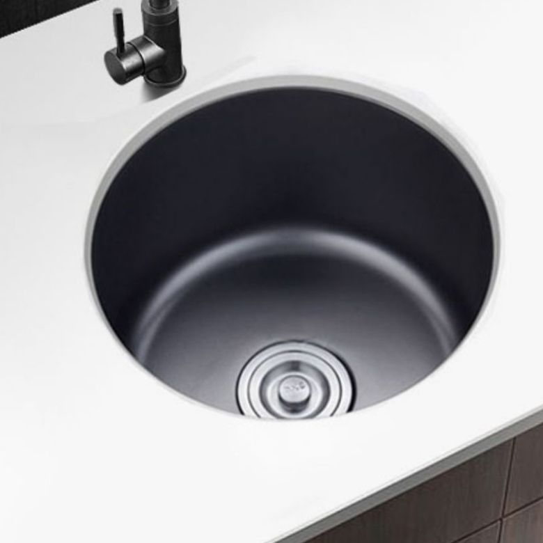 BowLift | Stainless Steel Round Sink in Black Single Basin Undermount Sink with Basket Strainer