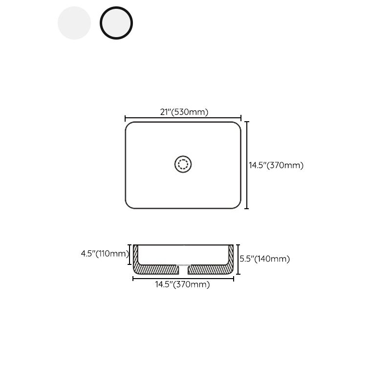 BowLift | Contemporary sink with pop-up drain porcelain rectangular basin