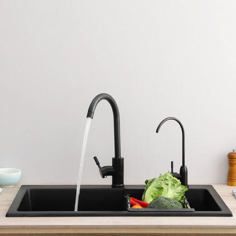 BowLift | Modern 1-handle bar faucet with connection lines kitchen faucet in black