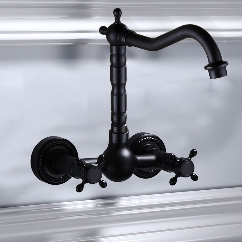 BowLift | Black Wall-Mounted Bathroom Faucet American Classic Widespread Sink Faucet