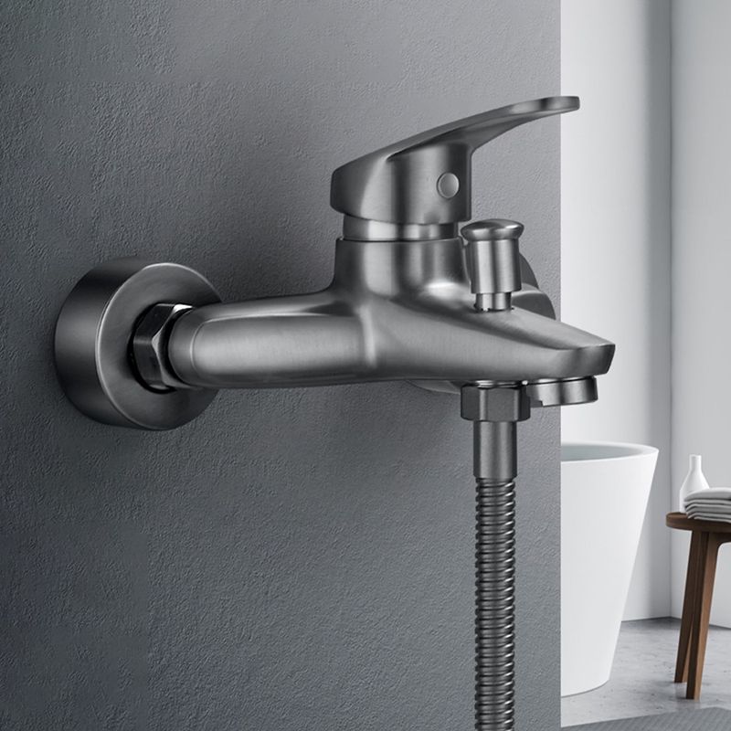 BowLift | Low Arch Bathtub Faucet Hose Wall-Mounted Single Lever Tub Filler with Hand Shower