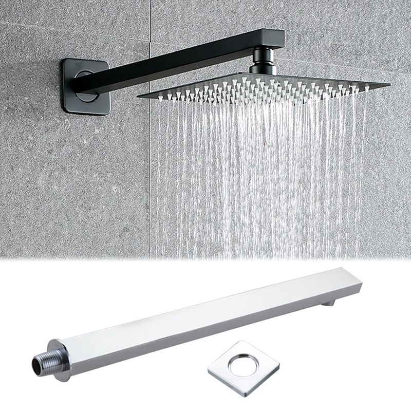 BowLift | Black Square Fixed Shower Head Modern Style Wall Mounted Shower Head