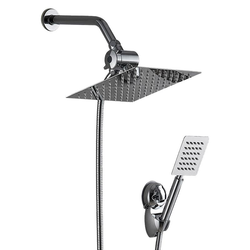 BowLift | Silver Square Double Shower Head Modern Water Filtration Wall Mounted Shower Head