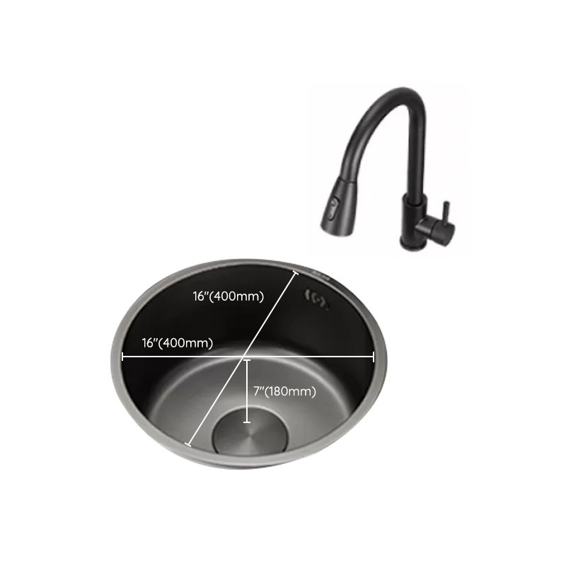 BowLift | Kitchen Sink Round Single Bowl Color and Scratch Resistant Under-mounted Stainless Steel Kitchen Sink