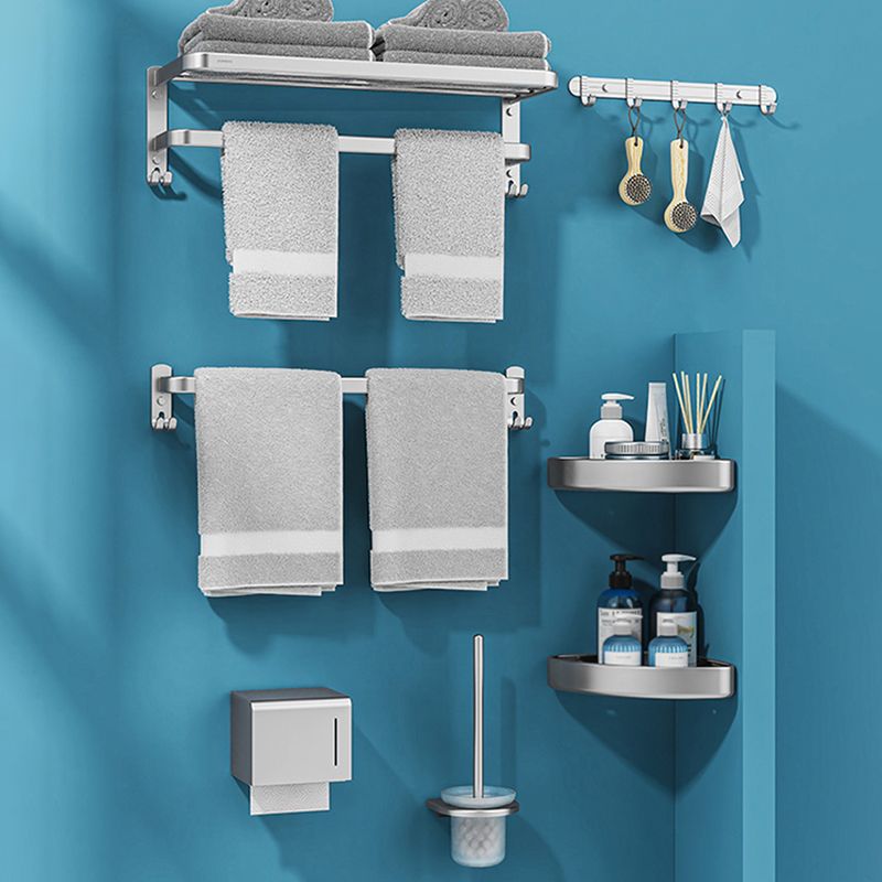 BowLift | Minimalism Gray Bathroom Accessories Set Contemporary Style Aluminum Towel Rack