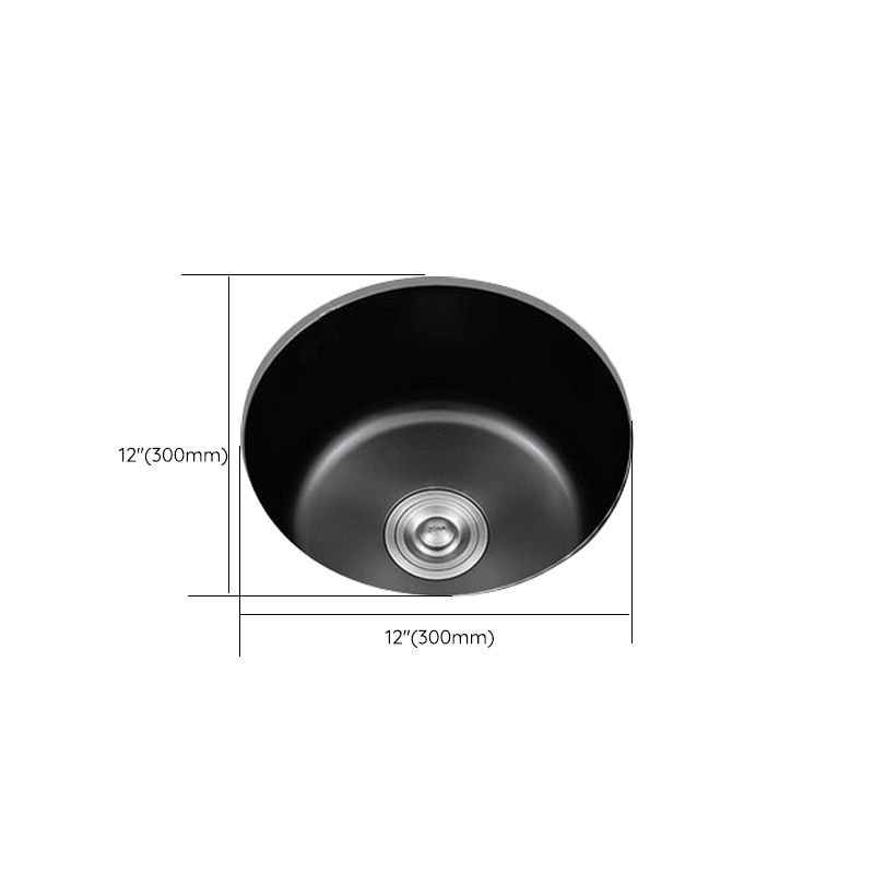 BowLift | Stainless Steel Round Sink in Black Single Bowl Undermount Sink with Basket Filter